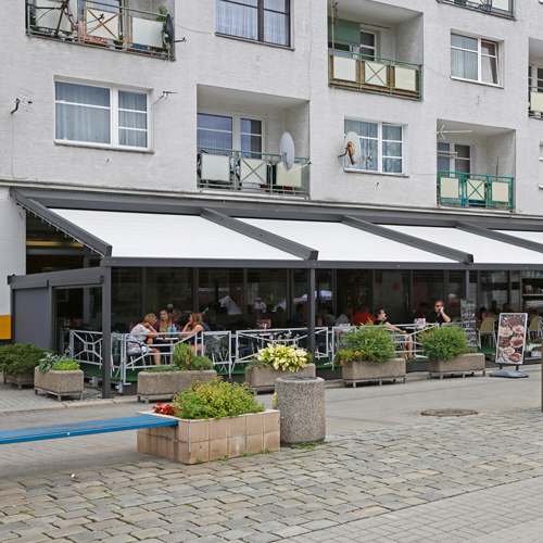 PÉRGOLA DE TELAS SÓLIDA AUTOPORTANTE