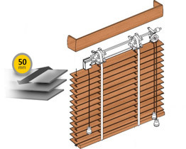 Persianas de madera de 50 mm, escalera de cinturón