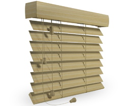 Persianas venecianas de madera de 50 mm con vetas de madera visibles.