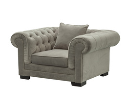 Sillón Chesterfield Classic de terciopelo gris claro, 118x96x77cm