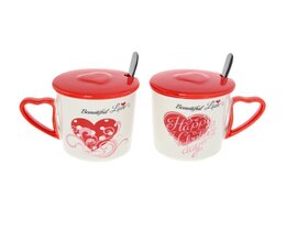 Juego de tazas Beautiful Love con tapa de 350 ml.