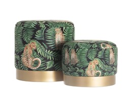Juego de pufs Wild Cat dorados - 2 piezas