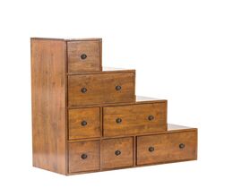Librería Zen marrón, 7 cajones, 88x35x88cm