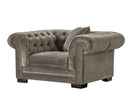 Sillón Chesterfield Classic de terciopelo gris, 118x96x77cm