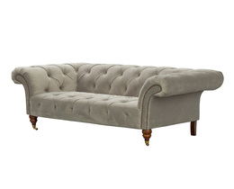 Sofá Chesterfield Glamour de terciopelo gris claro de 2 plazas