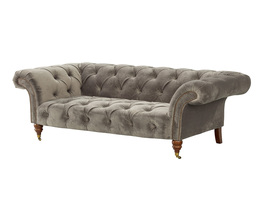 Sofá Chesterfield Glamour de terciopelo gris de 2 plazas