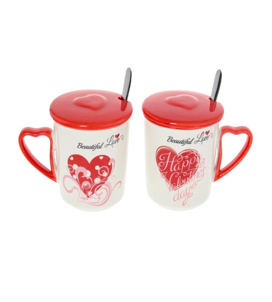 Set mugs Beautiful Love and with with lid 350ml