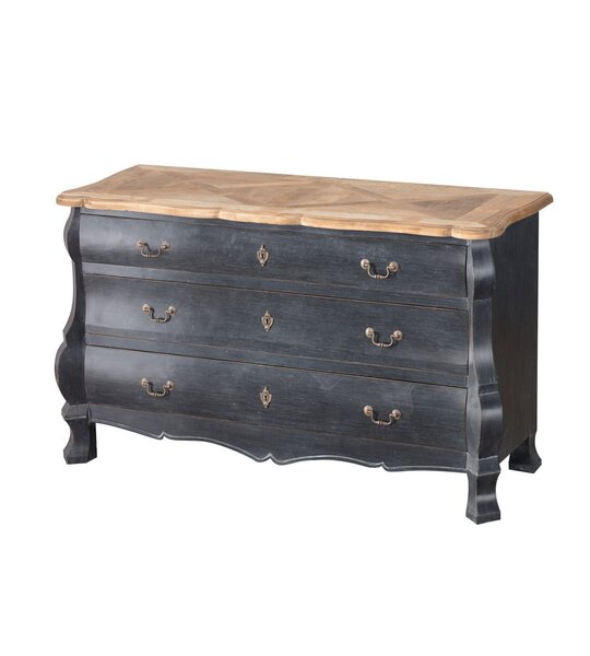 Chest of drawers Lawrence 160x50x85 old black & natural